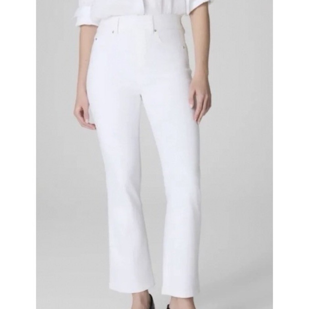 NWT Spanx White Denim Kick Flare Pants  High Rise Petite Pull On Stretch‎ XL